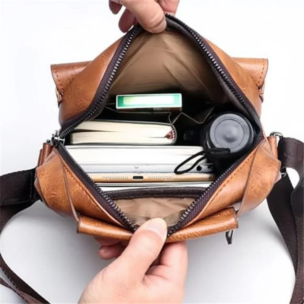 Small Crossbody Bag Mens Shoulder Bag, Vintage leather Bag Office Business